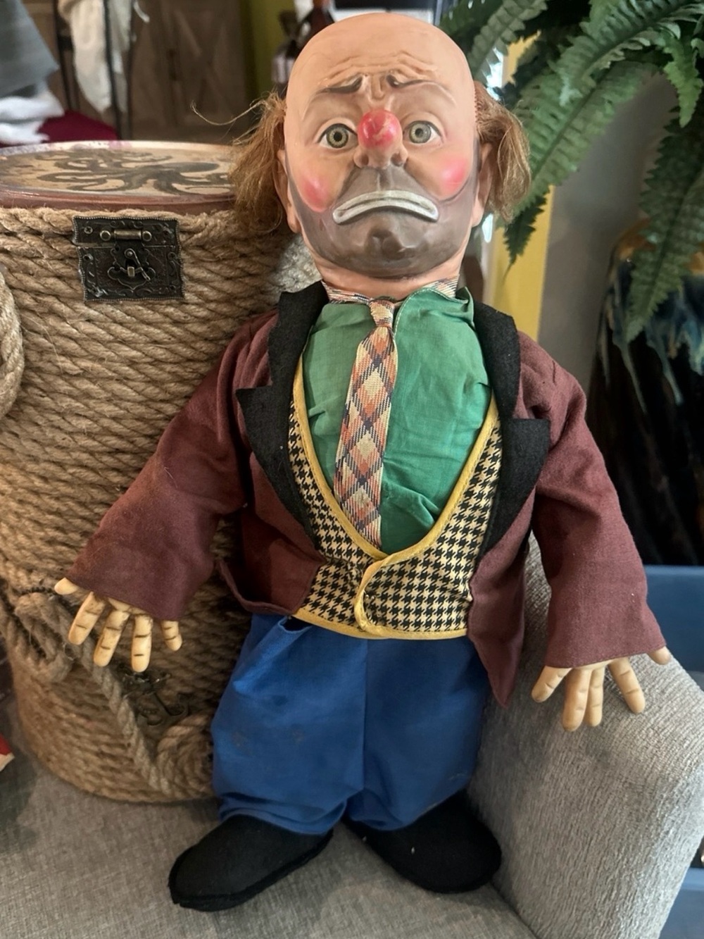 Vintage Emmett Kelly Weary Willie the Clown Hobo Doll by Baby Barry Toys 1950s